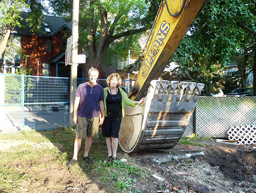 Brian and Marilyn on site for start of demolition