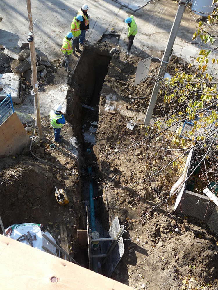Installation of new sewer and water pipes